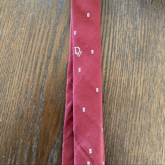 Christian Dior Maroon Embroidered Tie - Picture 4 of 6